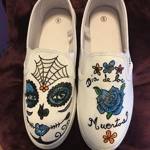 Day of the dead original hand painted canvas shoes.
